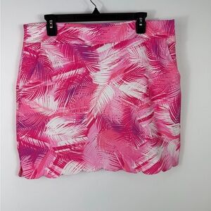Stella Parker Women’s Pink Palm-Print Scallop Hem Skirt skort
